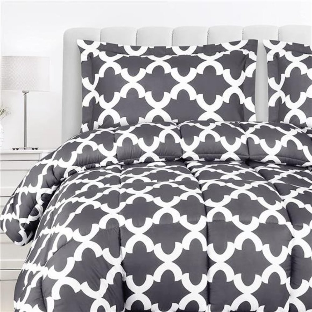 Comforter Set -Queen or Full Size Comforter Sets (Grey) with 2 Pillow Shams